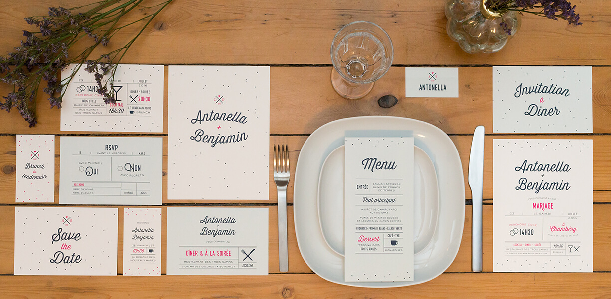 papeterie-mariage-graphique-moderne-pois_christophe_boury_www.photographe-33.fr-Le Save the date de votre mariage