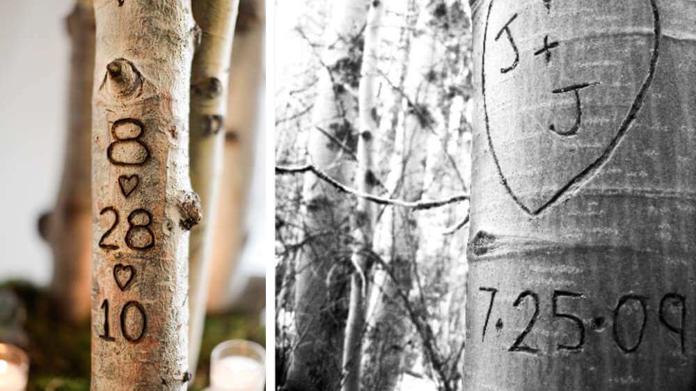 Graver son nom est la date de son mariage sur un arbre idée mariage photographe professionnel Bordeaux